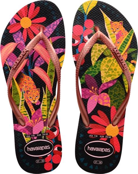 Havaianas Slim Flatform zwarte dames slippers