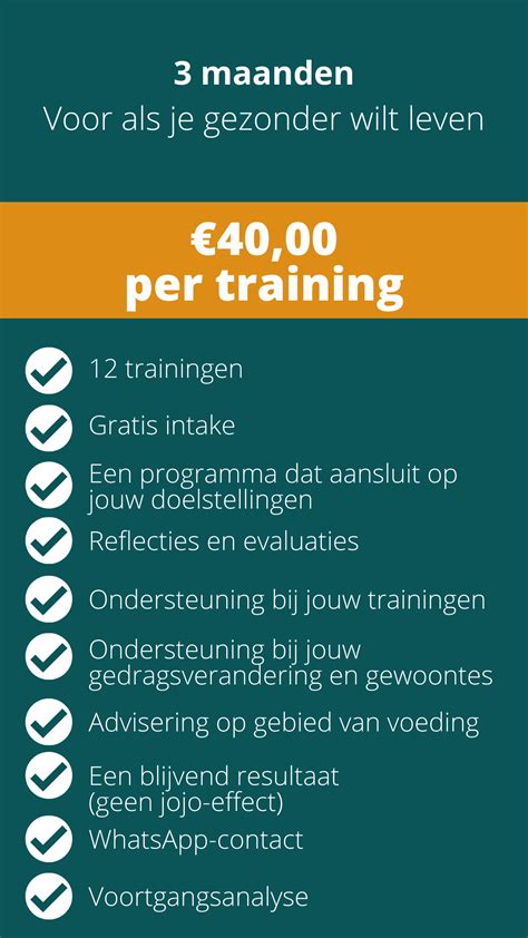 Overzicht van verschillende personal training pakketten