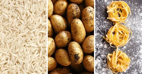 Grafiek die calorieën vergelijkt tussen aardappelen en rijst