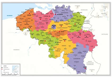 Kaart van België met de locatie van Gent