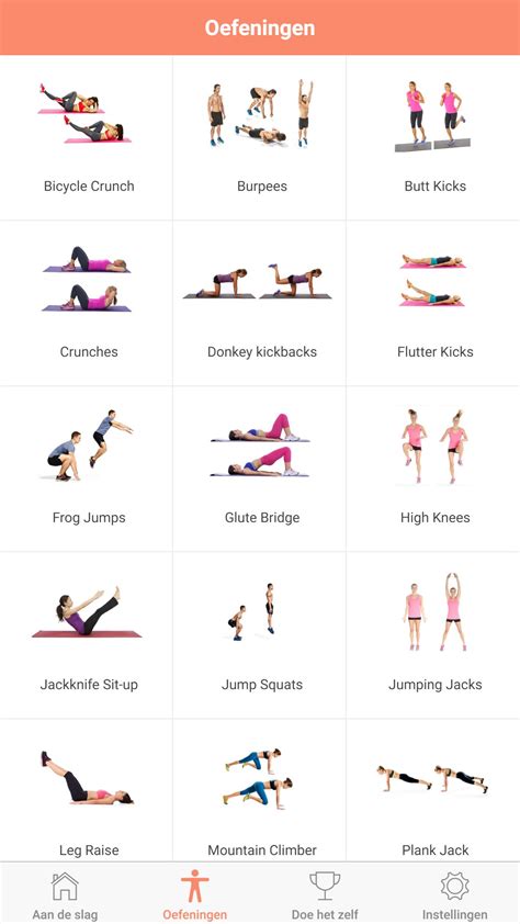 Infographic met workout-oefeningen voor thuis