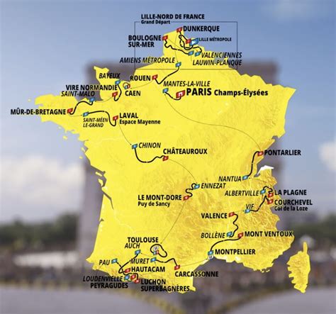 Kaart van de Tour de France met de etappe naar Mende