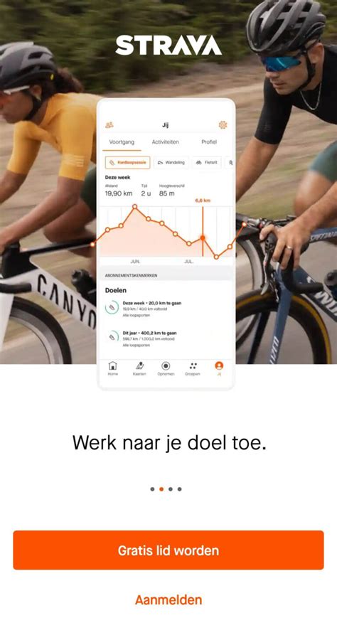 Smartphone met de Strava app op het scherm