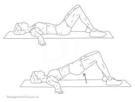 Illustratie van de brug-oefening in yoga en pilates