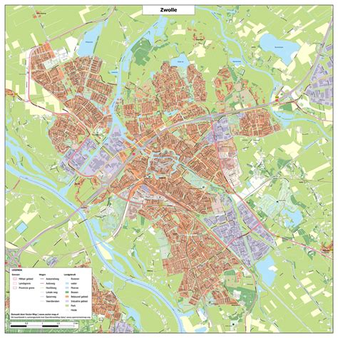 Kaart van Zwolle met de locatie van Wipstrik gemarkeerd