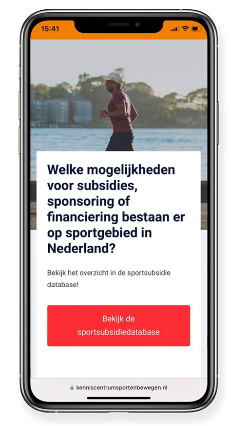 Screenshot van de sportsubsidie database