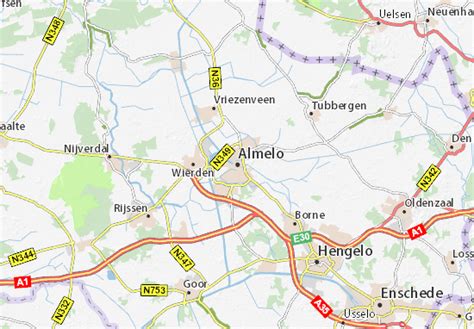 Kaart van Almelo met de locatie van Basic-Fit Almelo Groenplein gemarkeerd