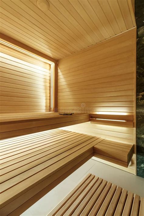 Een afbeelding van een moderne sauna.