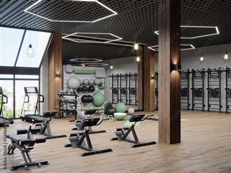 Interieur van een modern fitnesscentrum met apparatuur