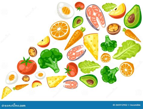 Illustratie van gezonde voeding en supplementen