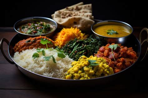 Ayurvedische maaltijd met alle zes smaken