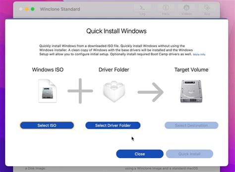 Winclone software interface