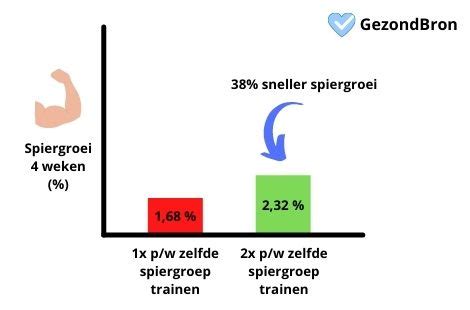 Grafiek met geschatte spiermassa opbouw per maand voor beginners, gevorderden en experts