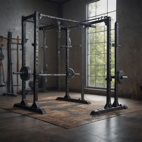 Diverse opvouwbare squat racks in verschillende opstellingen