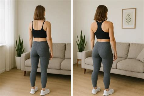 Voor en na foto's van EMS training voor buik en billen