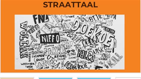 Illustratie van diverse Nederlandse straattaalwoorden met hun betekenis.