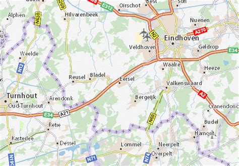 Kaart van Eersel met locatie van de sportschool en nabijgelegen bedrijventerreinen