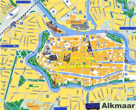 Kaart van Alkmaar met bezienswaardigheden