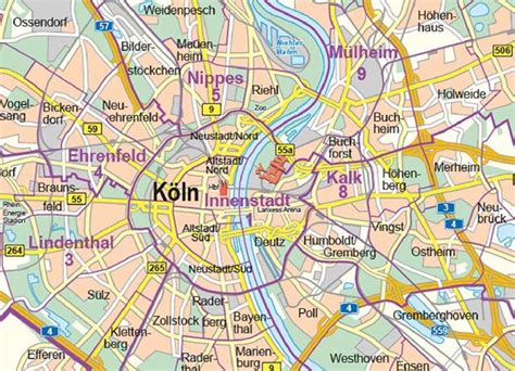 Karte von Köln mit Markierung des Eigelstein-Viertels
