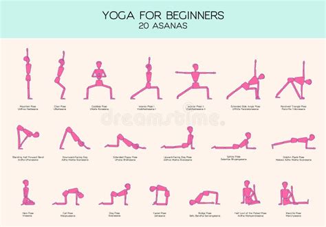 Schema van verschillende yoga-houdingen voor beginners