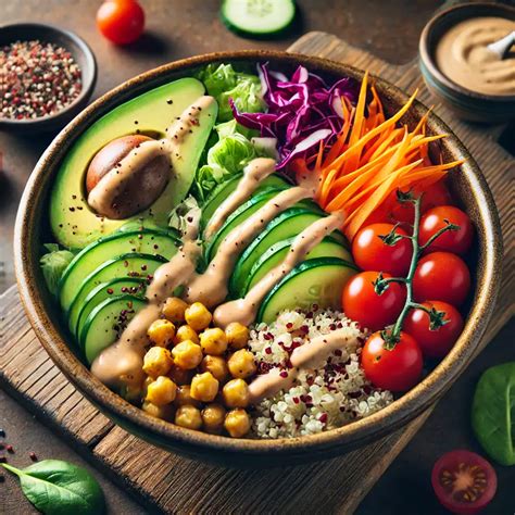 Hummus bowl met kikkererwten en avocado