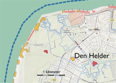 Kaart van Den Helder met de locaties van de genoemde fitnesscentra