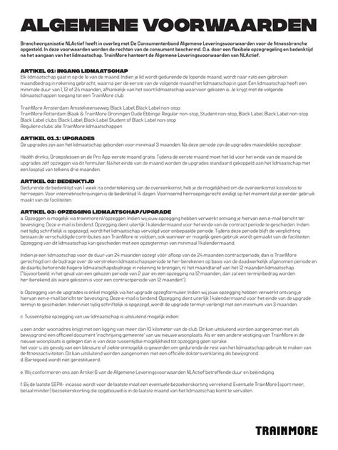 Algemene voorwaarden sportabonnement