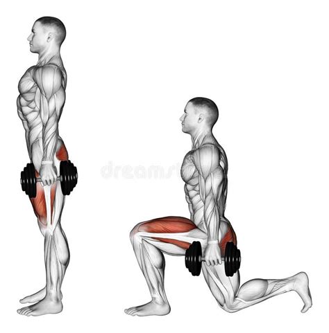 Man die lunges doet met dumbbells
