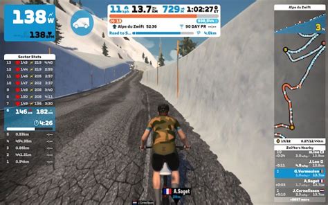 Grafiek met de gemiddelde snelheden op de Alpe du Zwift