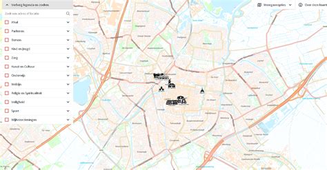 Kaart van Leiden met mogelijke locaties voor sportactiviteiten