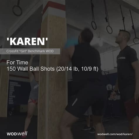 Schema met tijdsindicaties voor Karen WOD per niveau