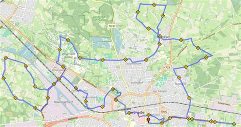Kaart van het parcours van de marathon van Enschede
