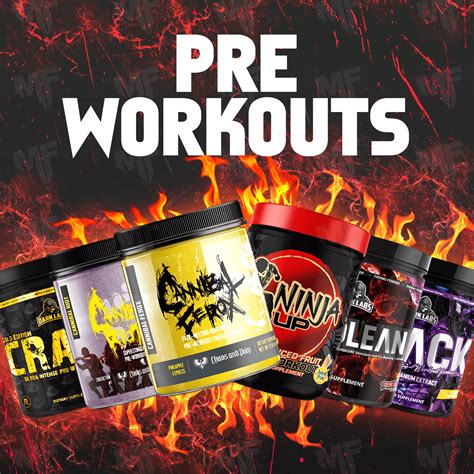 Grafiek met de top 5 pre-workouts en hun belangrijkste ingrediënten