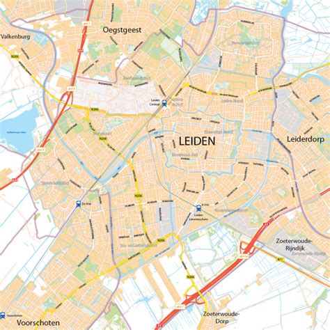 Kaart van Leiden met locaties van sportscholen
