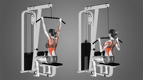 Illustratie van de correcte uitvoering van de Wide Grip Lat Pulldown