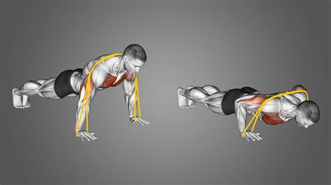 Man die push-ups met resistance band doet