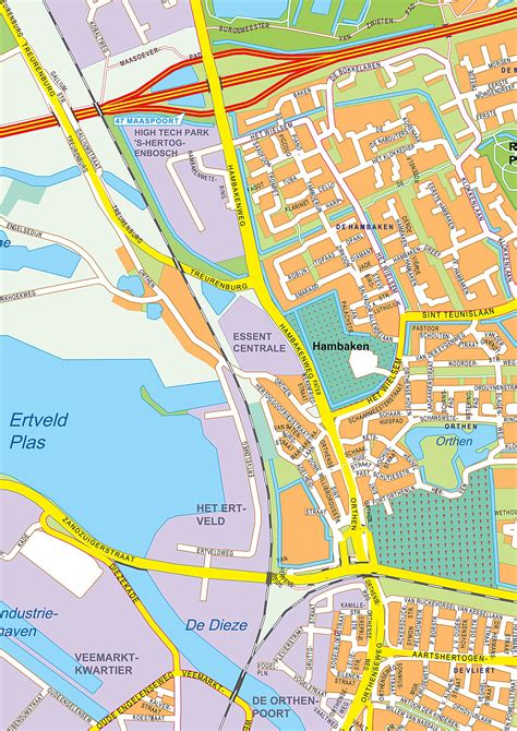 Kaart van Den Bosch met de locaties van Basic-Fit