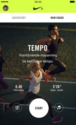 Screenshot van een sportclub app met trainingsschema