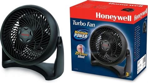Gedetailleerde foto van de Honeywell HT900E ventilator, met focus op het ontwerp en de bedieningsknoppen