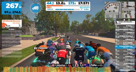 Screenshot van een Zwift race met meerdere avatars.