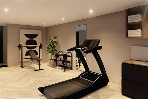 Moderne thuisgym met diverse apparatuur