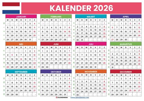 Kalender met openingstijden
