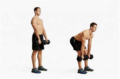 Man doet Dumbbell Deadlift
