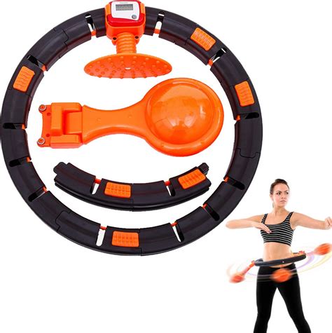 Afbeelding van een gedemonteerde en geassembleerde fitness hoelahoep