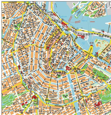 Plattegrond van Amsterdam met de locaties van Basic-Fit sportscholen