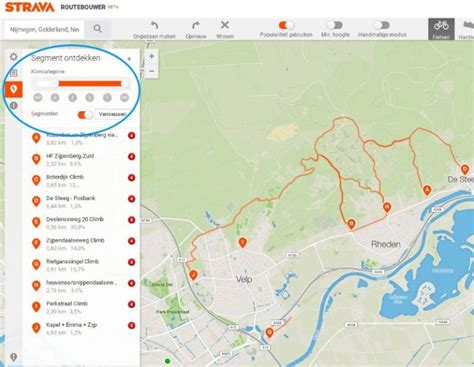 Strava segment op een kaart