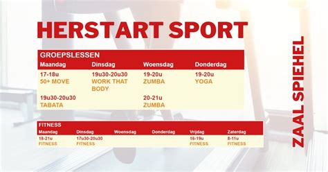 Schema van groepslessen in de studio