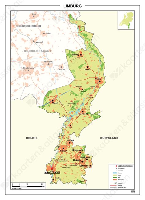 Kaart van Zuid-Limburg met markeringen voor activiteiten