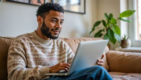 man die zijn bankgegevens wijzigt op een laptop