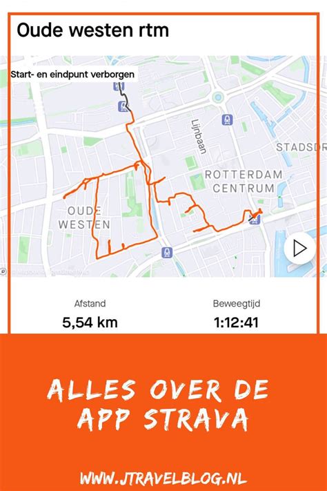 Voorbeeld van een virtuele rit op Strava met kaart